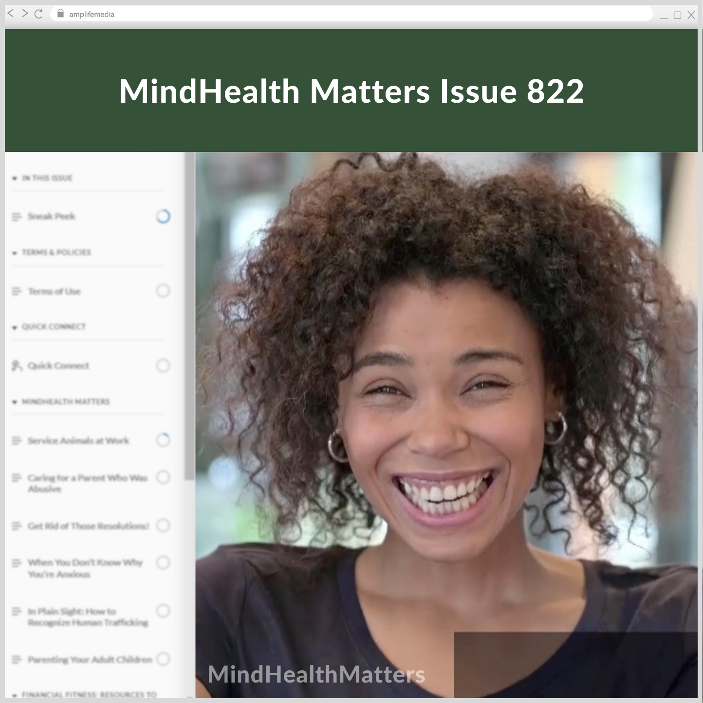 Subscription to Wellbeing Media: MindHealth Matters 822