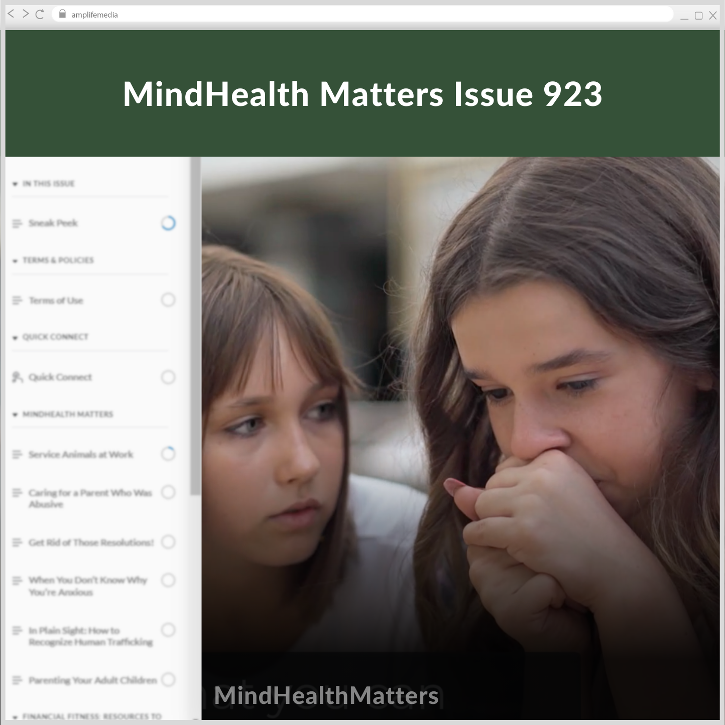 Subscription to Wellbeing Media: MindHealth Matters 923